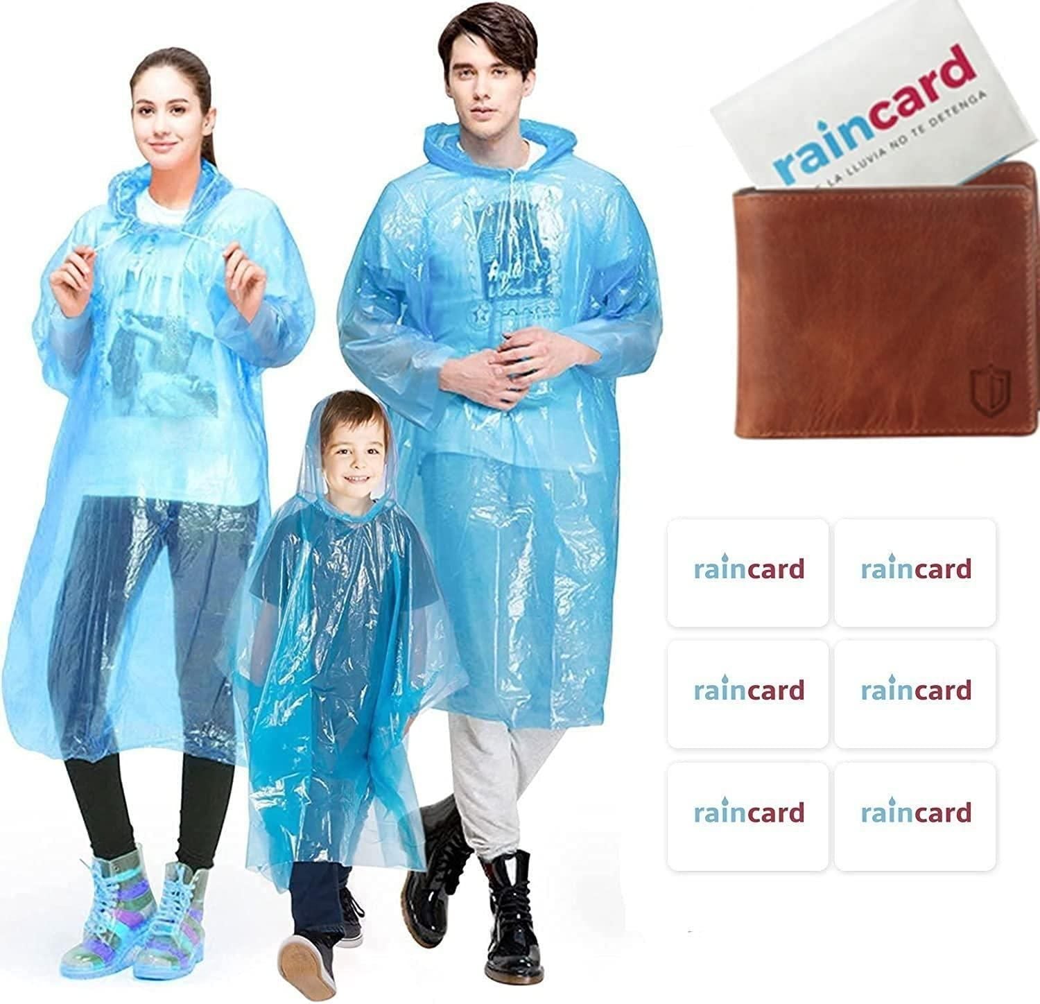 Fully Reusable Wallet Rain Card Rain Coat for Adults Set of 5 Multicolour