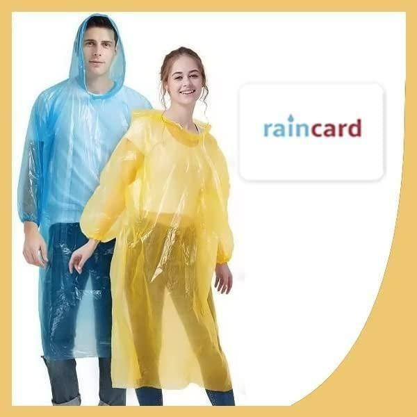 Fully Reusable Wallet Rain Card Rain Coat for Adults Set of 5 Multicolour