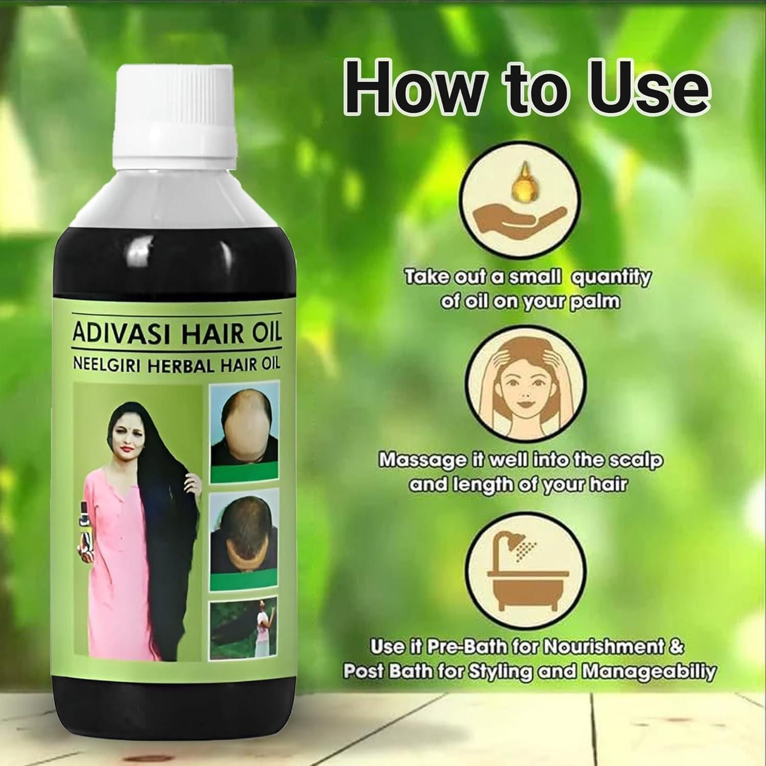 Adivasi Neelgiri Herbal Hair Oil 125ML (Pack of 2) provides nourishment and styling benefits for all hair types.
